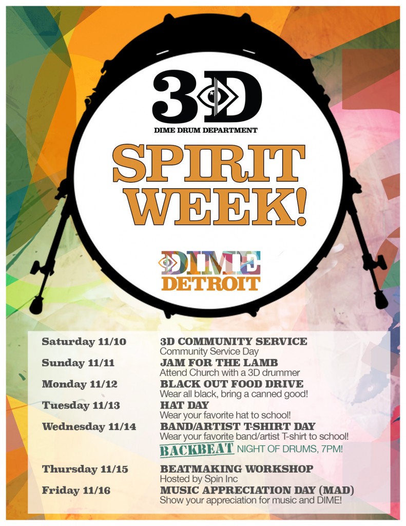 3D Spirit Week FULL SCHEDULE
